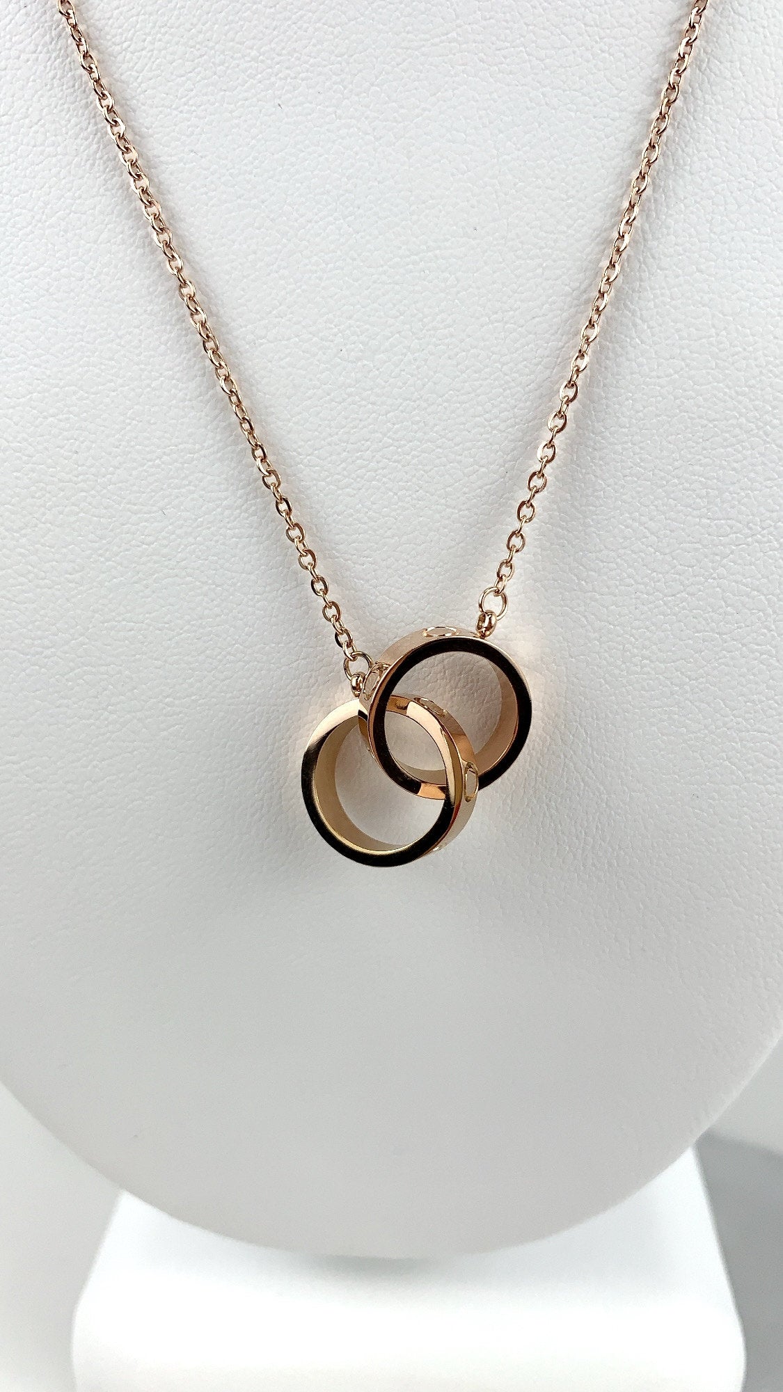 18k Rose Gold Filled Trendy, Hoops Ring Charm, Necklace ,Wholesale Jewelry Supplies