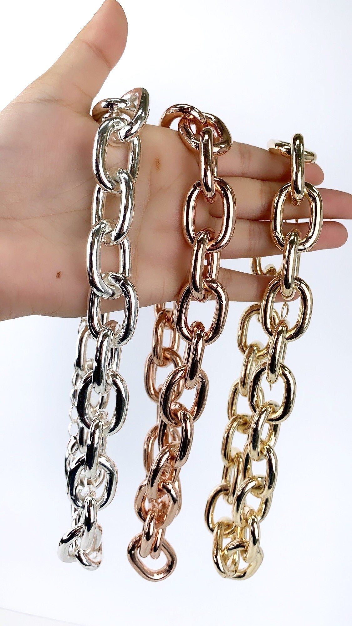 Rose Gold or 18k Gold Filled 20mm with Extender, Chunky Chain Choker or Bracelet,  Wholesale Jewelry Making Supplies
