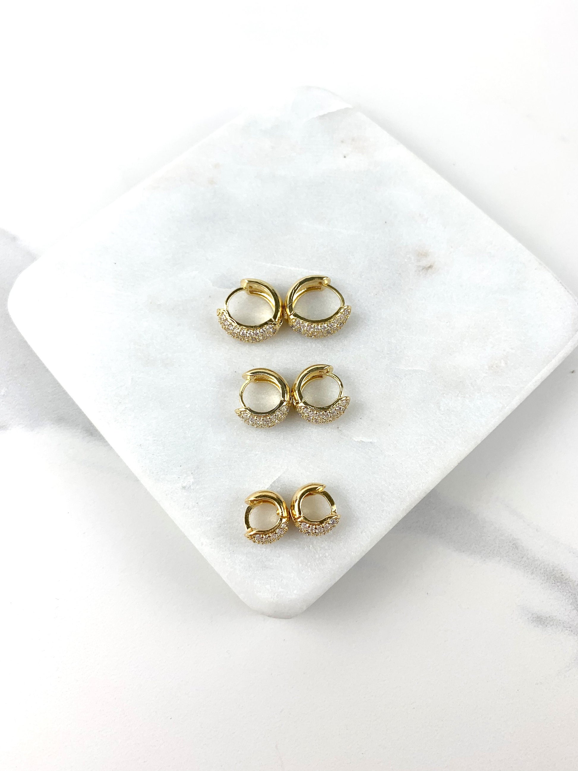 18k Gold Filled Cristal Genuine Huggie Earrings Wholesale Jewelry Supplies