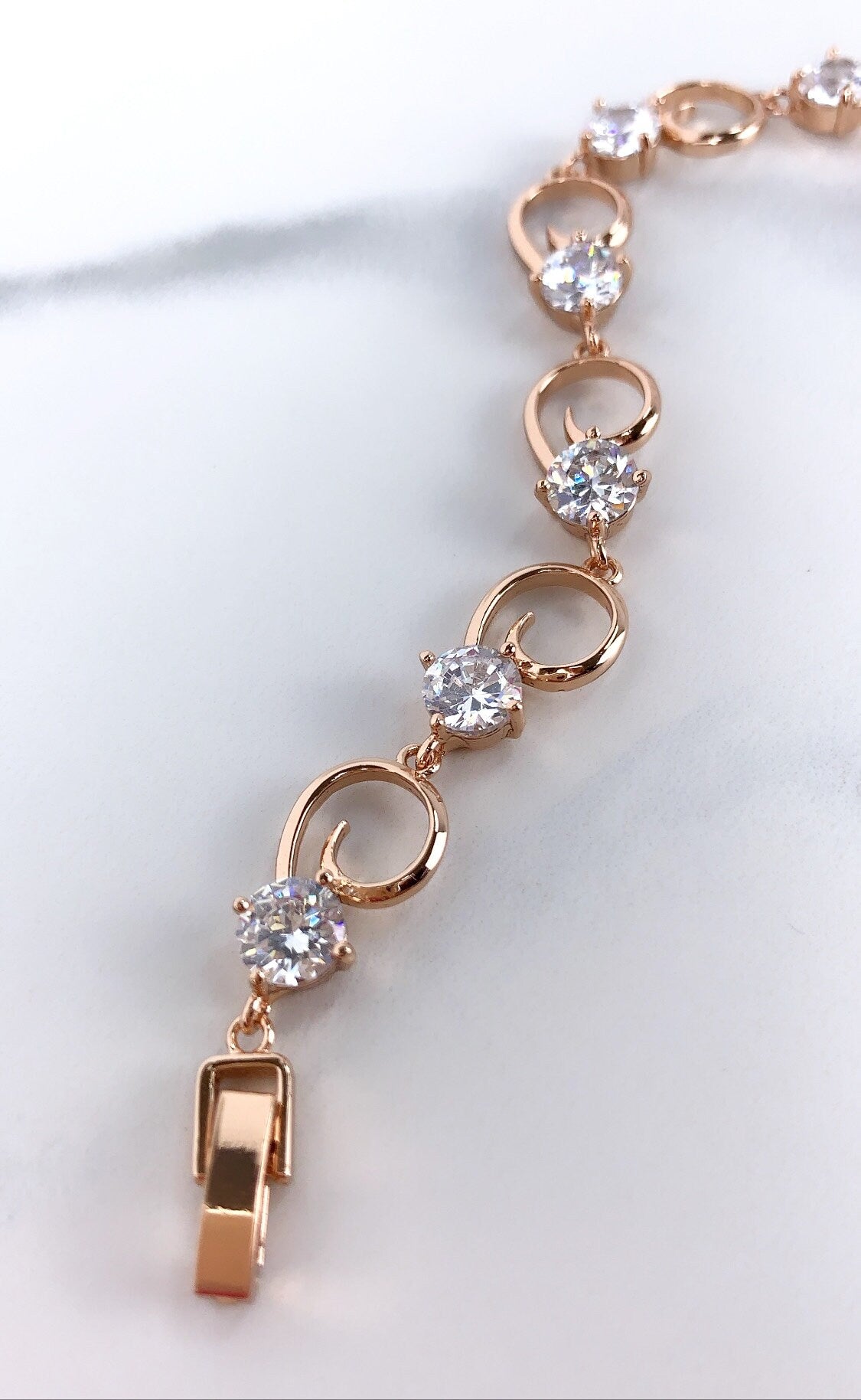 18k Rose Gold Filled with Zirconia Bracelet Wholesale Jewelry Supplies