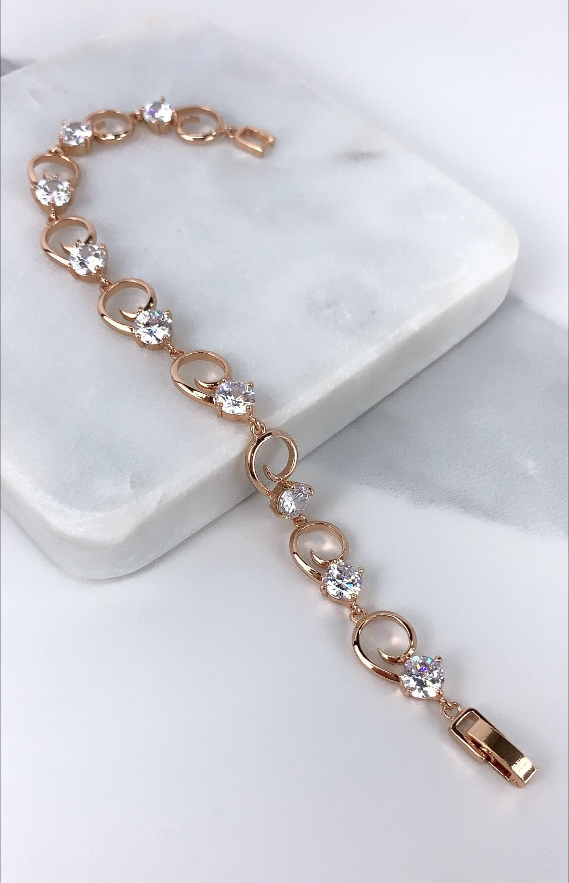 18k Rose Gold Filled with Zirconia Bracelet Wholesale Jewelry Supplies