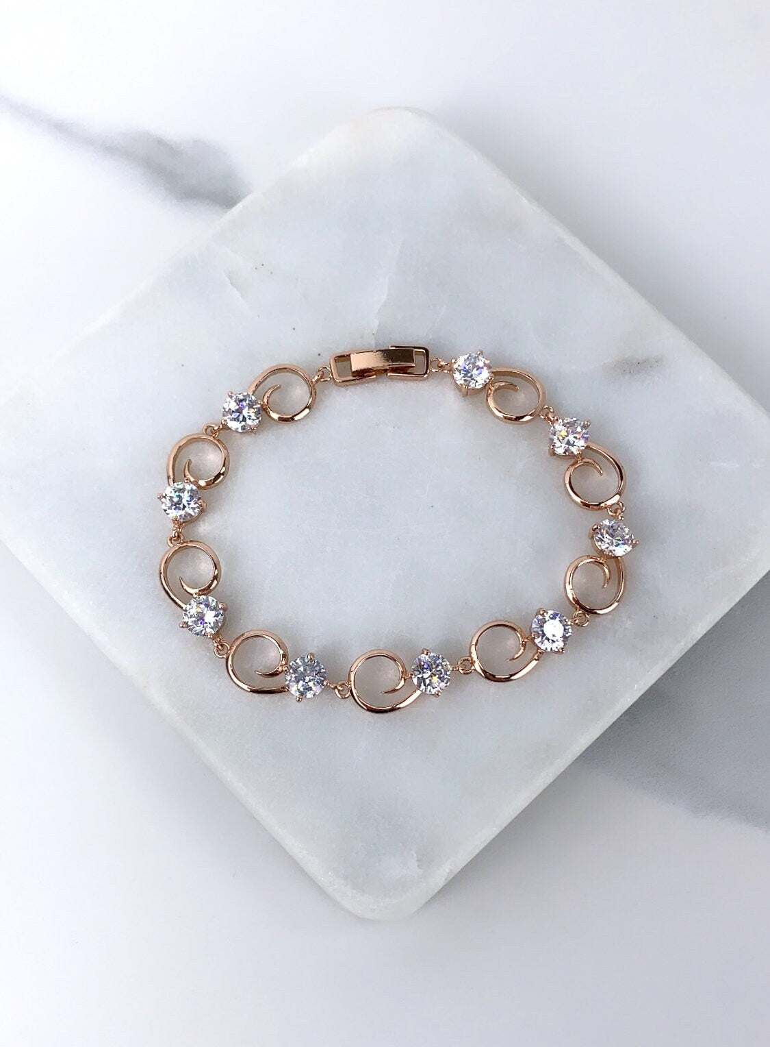 18k Rose Gold Filled with Zirconia Bracelet Wholesale Jewelry Supplies