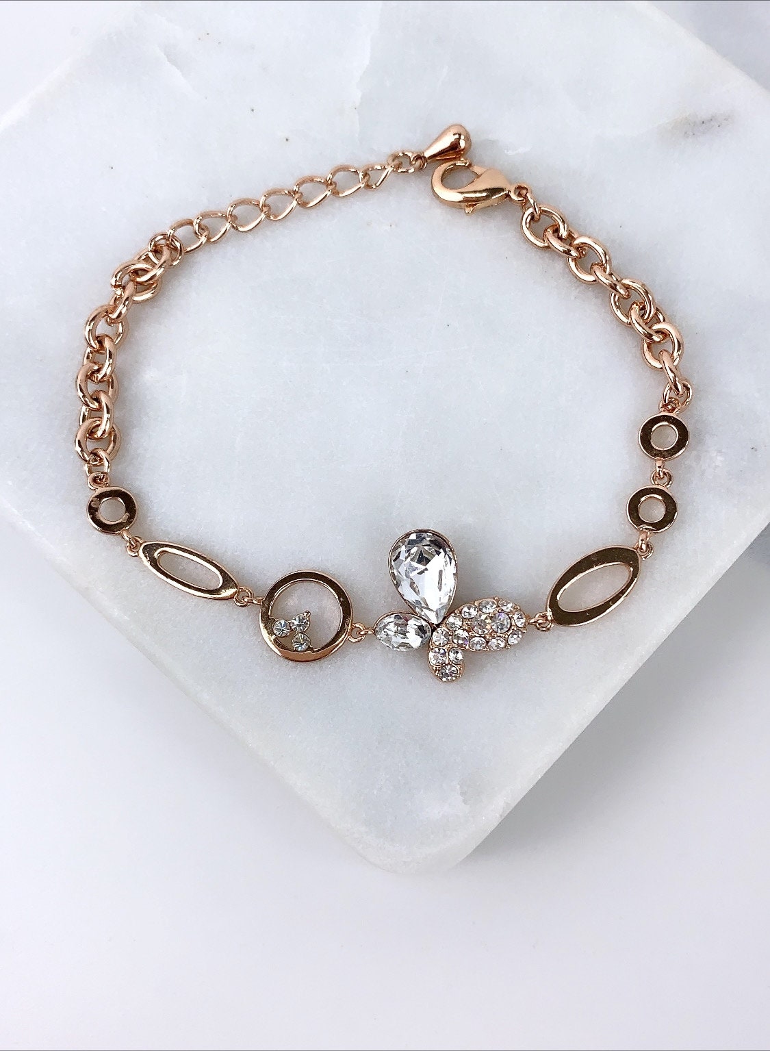 18k Rose Gold Filled with Zirconia Bracelet Wholesale Jewelry Supplies