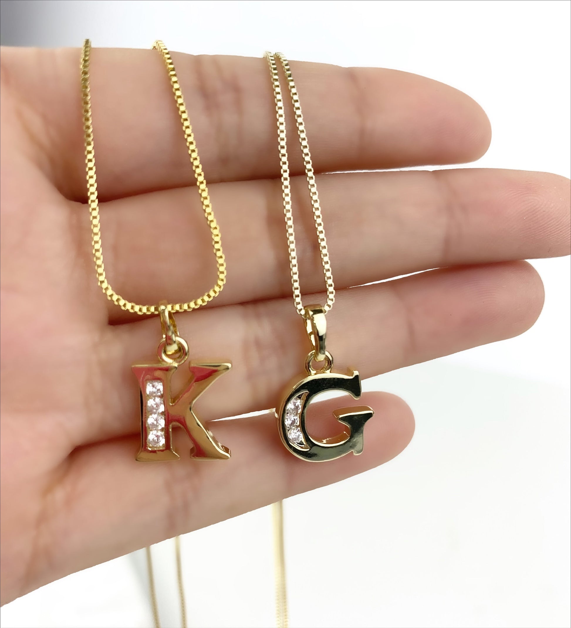 18k Gold Filled Fancy Initial Name Charm Necklace Wholesale Jewelry Supplies