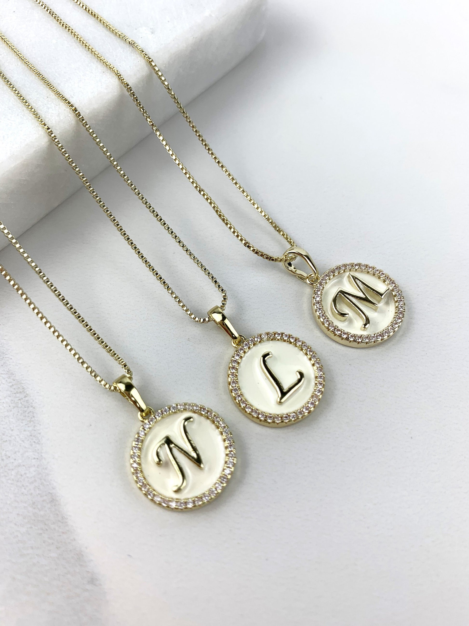 18k Gold Filled With Zirconia Initials Charms Fancy Necklace Wholesale Jewelry Supplies