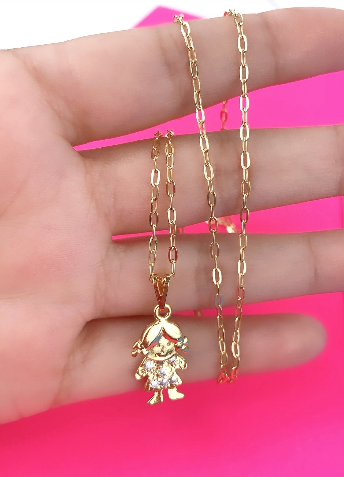 18k Gold Filled Boy or Girl Charms Pendant with Cubic Zirconia, Moving Head, for Wholesale and Jewelry Supplies, Family Jewelry For Mother