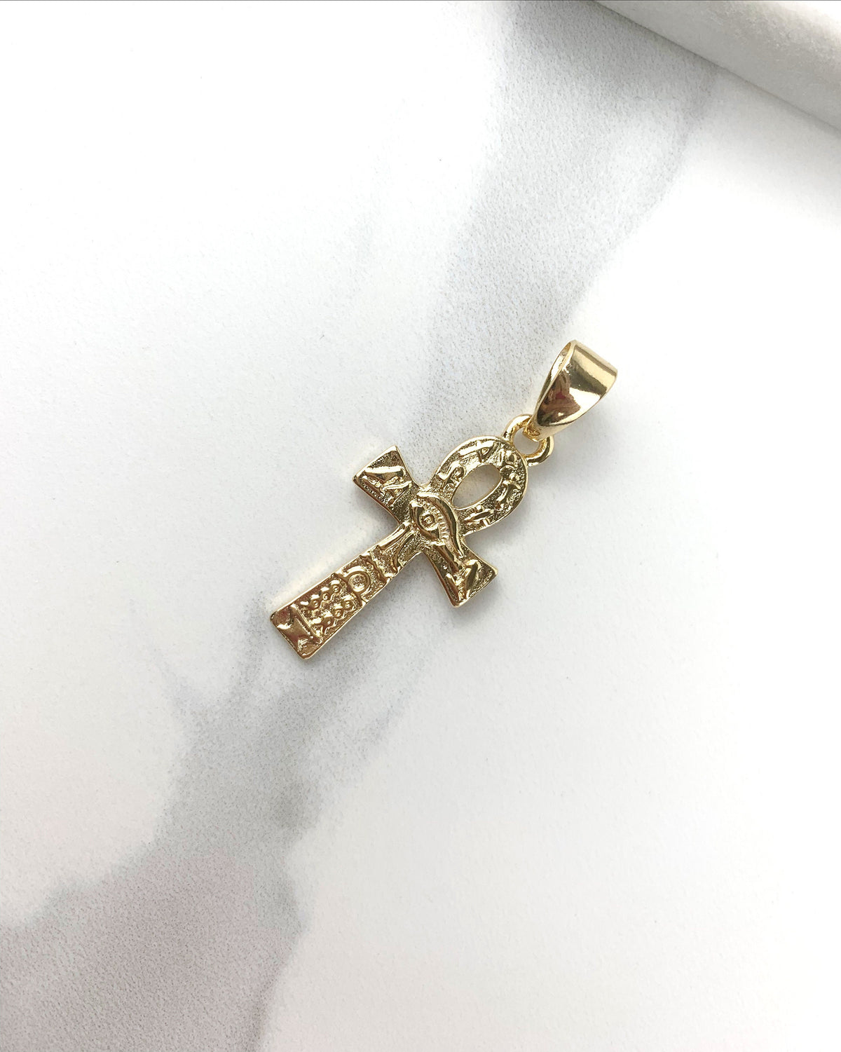 18k Gold Filled Fancy Talisman Ankh Cross Charm Wholesale Jewelry Supplies