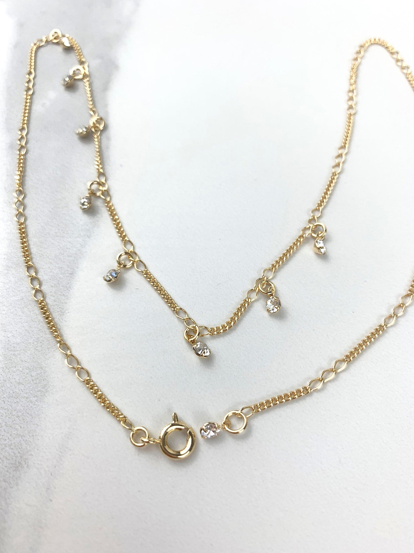 18k Gold Filled Cubic Zirconia  Fancy Crystal Necklace 16 inches more extension Choker Wholesale Jewelry Supplies