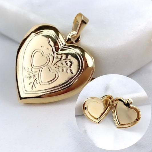 18k Gold Filled Vintage Heart Locket for 02 Photos Charms Pendants Wholesale Jewelry Supplies