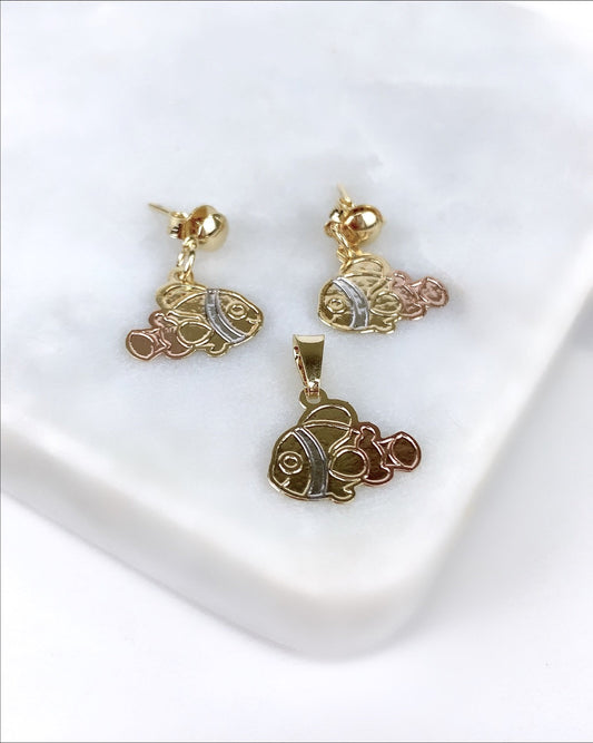 18k Gold Filled Fish Shape Set of Earrings and Pendant Wholesale Jewelry Supplies