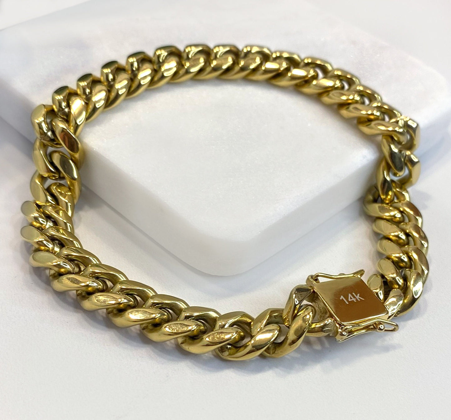 8mm Miami Cuban Chain in 14k Gold Filled, Double Safety Lock Box Clasp, Chunky Curb Link Chain, Unisex Necklace, Wholesale Jewelry Supplies