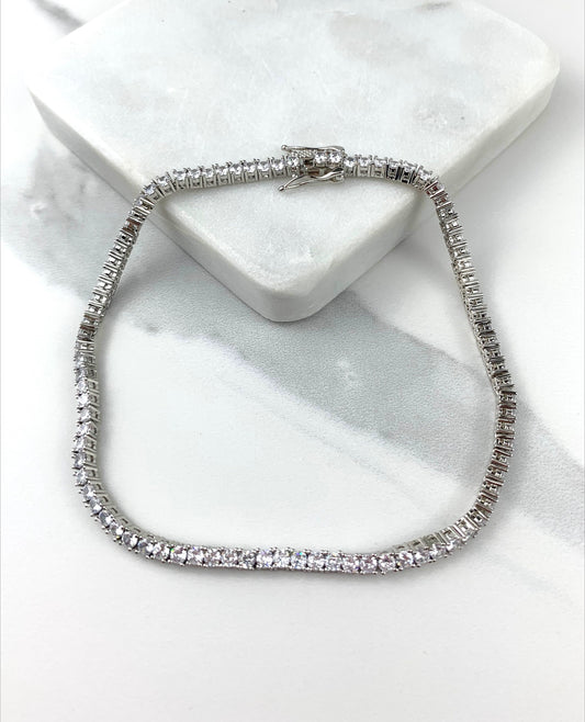 18k White Gold Filled with Zirconia White Silver Anklet For Wholesale and Jewelry Supplies