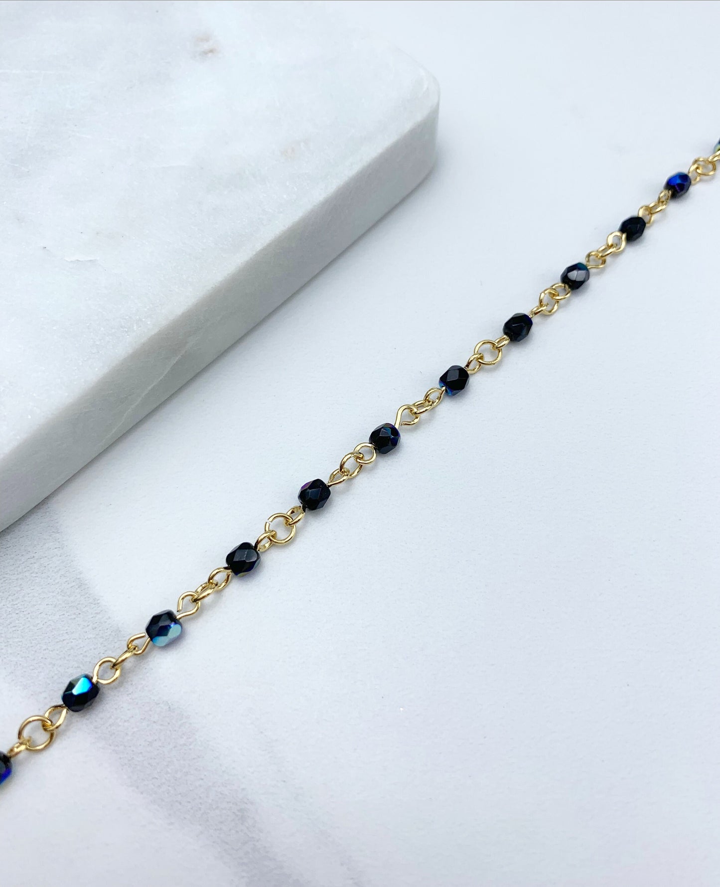 18k Gold Filled Crystal Stone Abacus Beads Chain Anklet Wholesale Jewelry Supplies