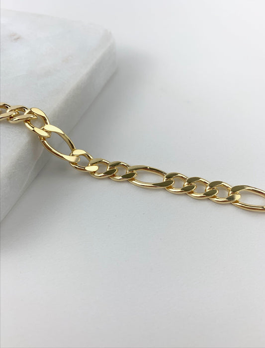 18k Gold Filled 4mm Figaro Link Anklet or Bracelet For Wholesale and Jewelry Supplies