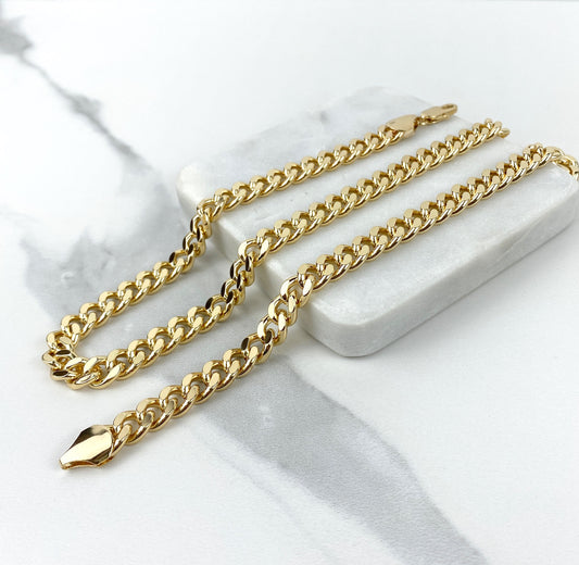 18k Gold Filled 9mm Miami Cuban Link Chain or Bracelet, Unisex Curb Link Chain, Lobster Claw, Wholesale Jewelry Making Supplies