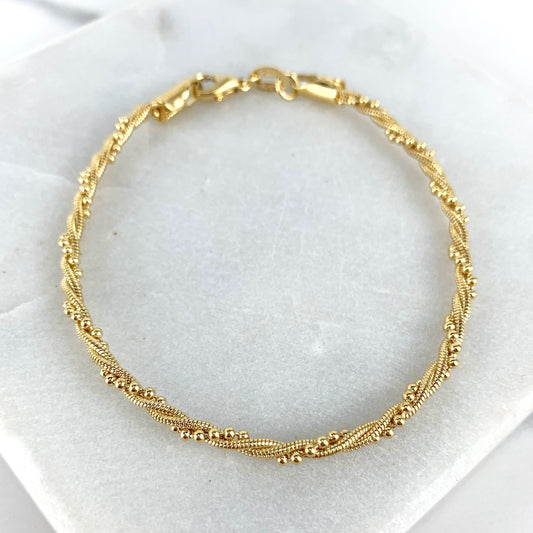 18k Gold Filled Fancy Twisting and Tiny Beads Bracelet Wholesale  Jewelry Supplies