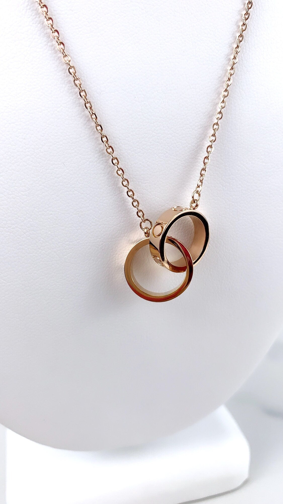 18k Rose Gold Filled Trendy, Hoops Ring Charm, Necklace ,Wholesale Jewelry Supplies