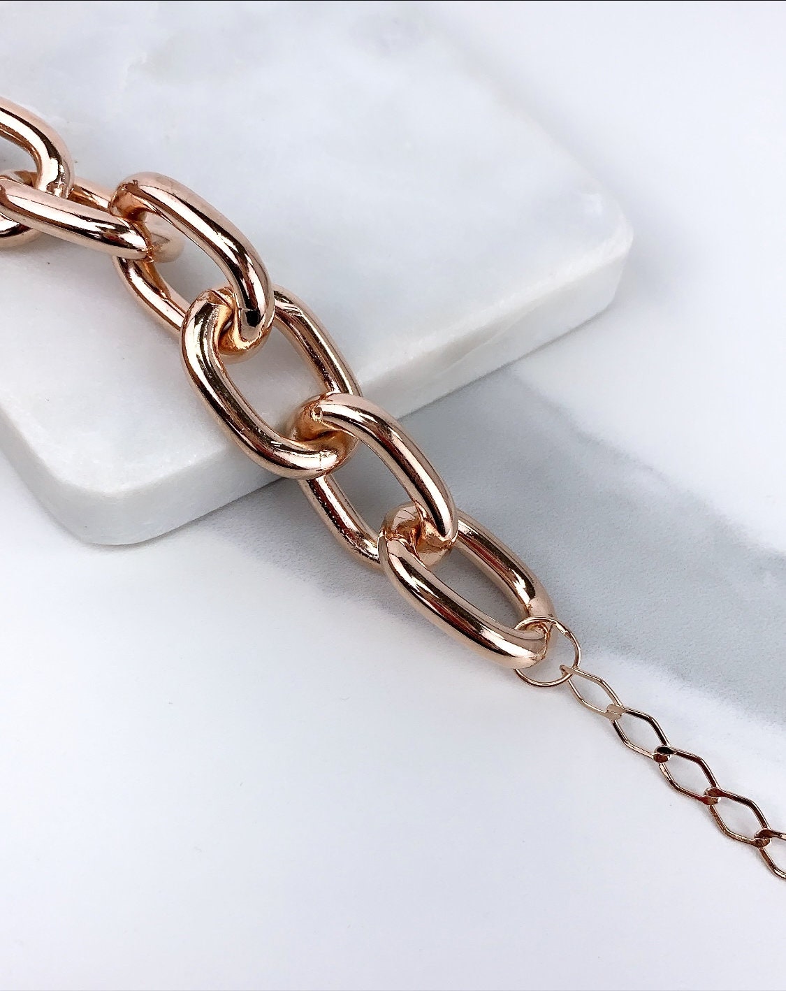 18k Rose Gold Filled 20mm Chunky Chain Choker or Bracelet, with Extender Wholesale Jewelry Making Supplies