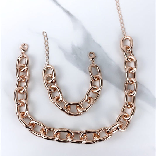 18k Rose Gold Filled 20mm Chunky Chain Choker or Bracelet, with Extender Wholesale Jewelry Making Supplies