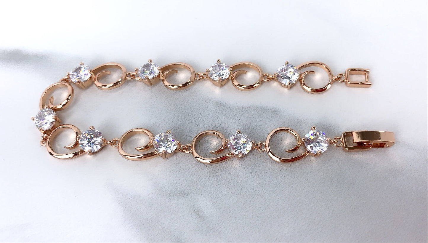 18k Rose Gold Filled with Zirconia Bracelet Wholesale Jewelry Supplies