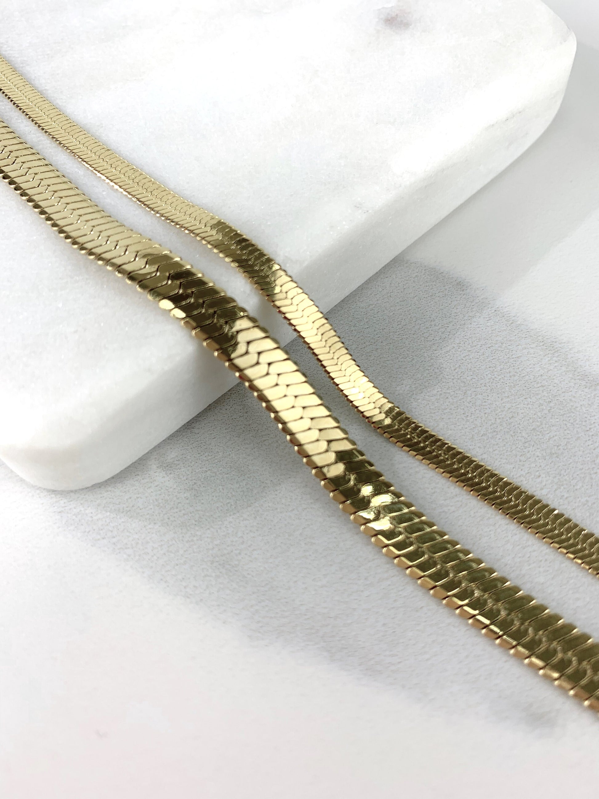 14k Gold Filled Plain Herringbone Link Anklet 4mm or 6mm Thickness Wholesale Jewelry Making Supplies