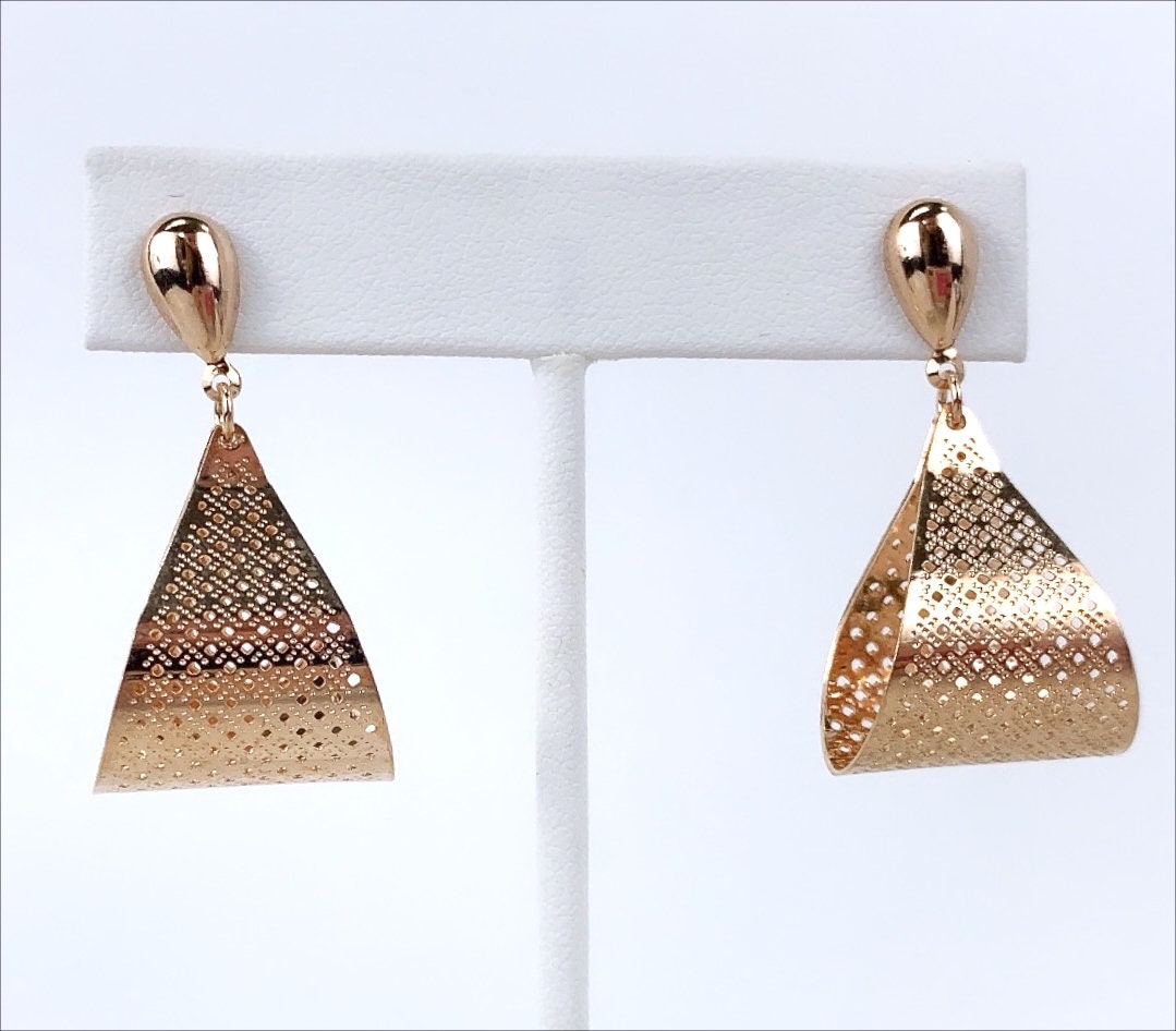 18k Rose Gold Filled Meshed Earrings, Hanging Teardrop Earrings Style for Wholesale and Jewelry Supplies, Making Supplies