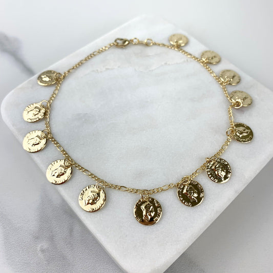18k Gold Filled Figaro Link Queen Woman Crown, Australian Coins, Anklet Charms  Wholesale Jewelry Supplies