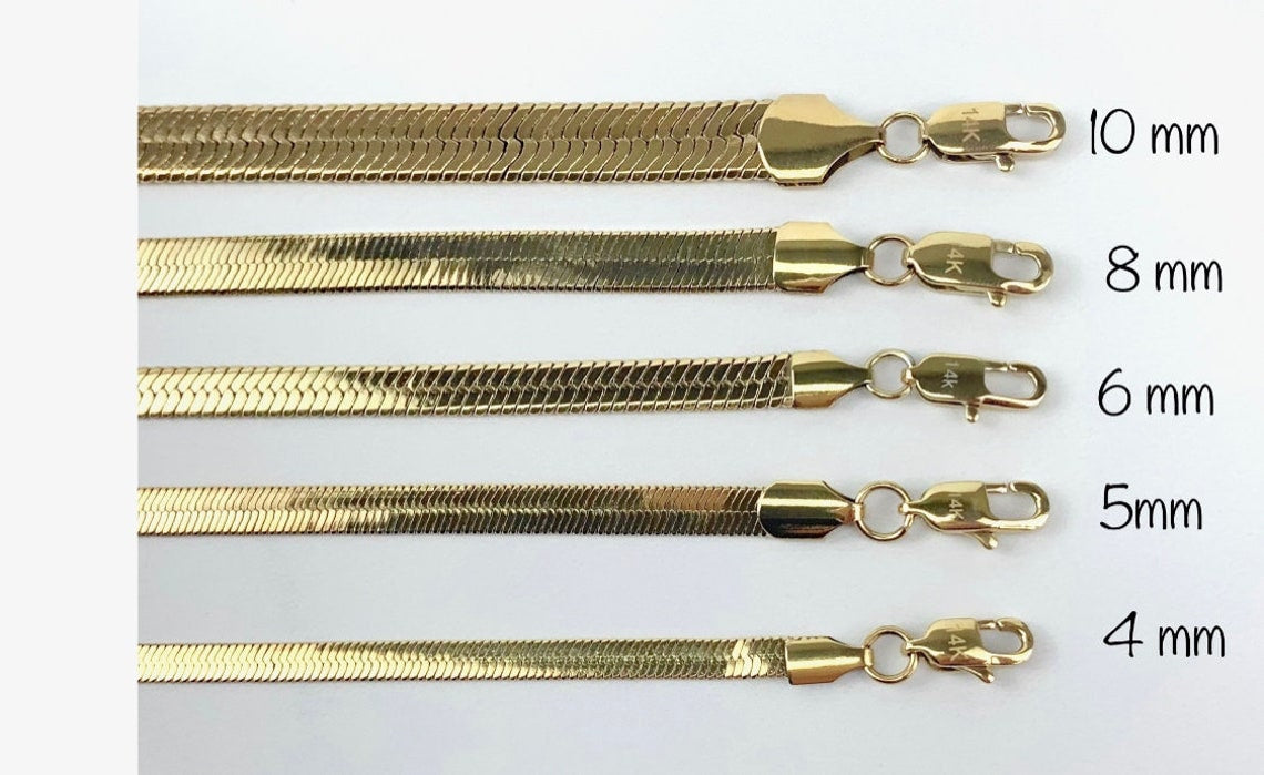 14k Gold Filled Herringbone Snake Chain 4mm, Chain, Bracelet or Anklet for Wholesale Jewelry Making Supplies