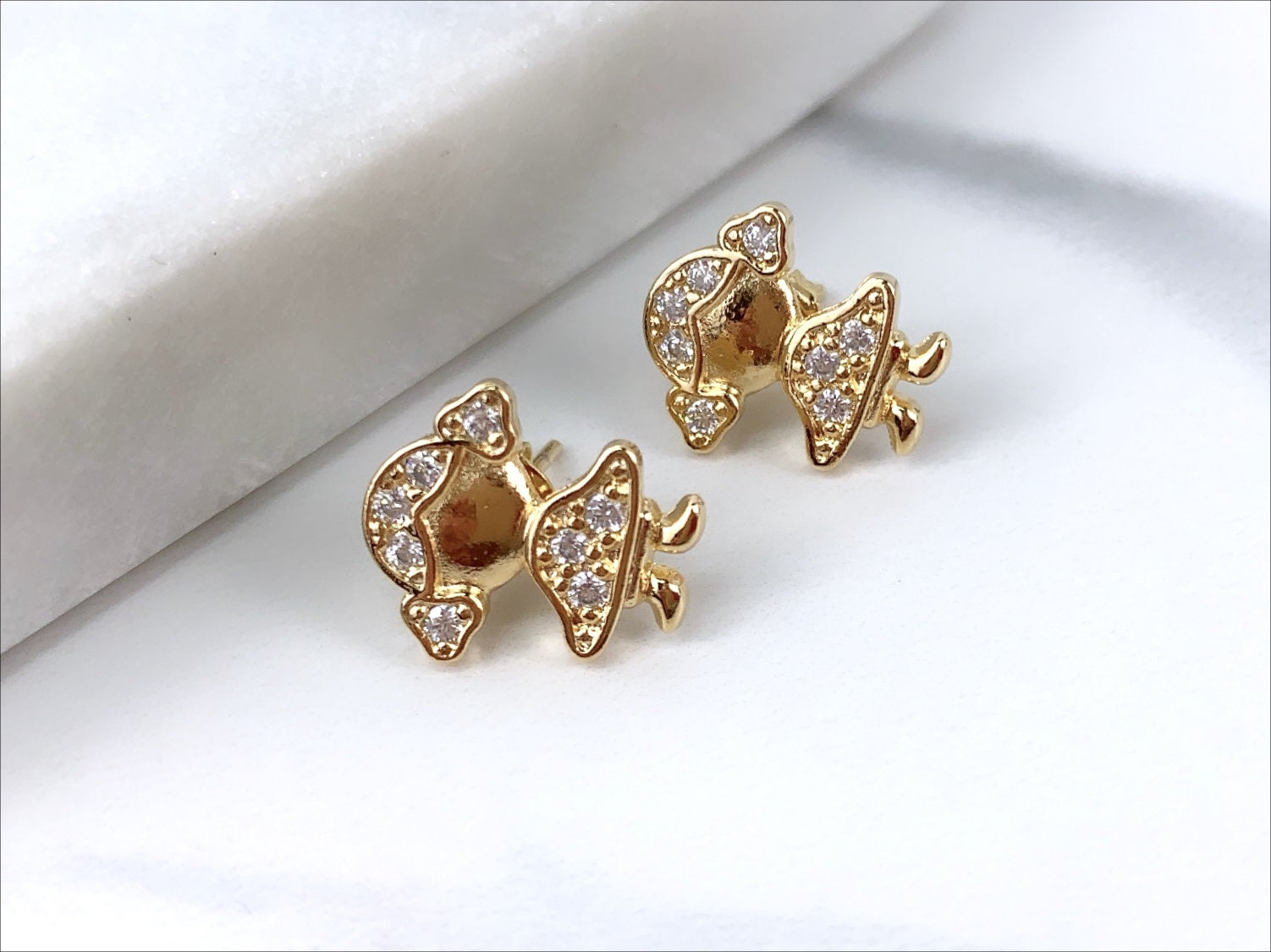 18k Gold Filled Girl Charms & Stud Earrings with Cubic Zirconia Wholesale Jewelry Supplier