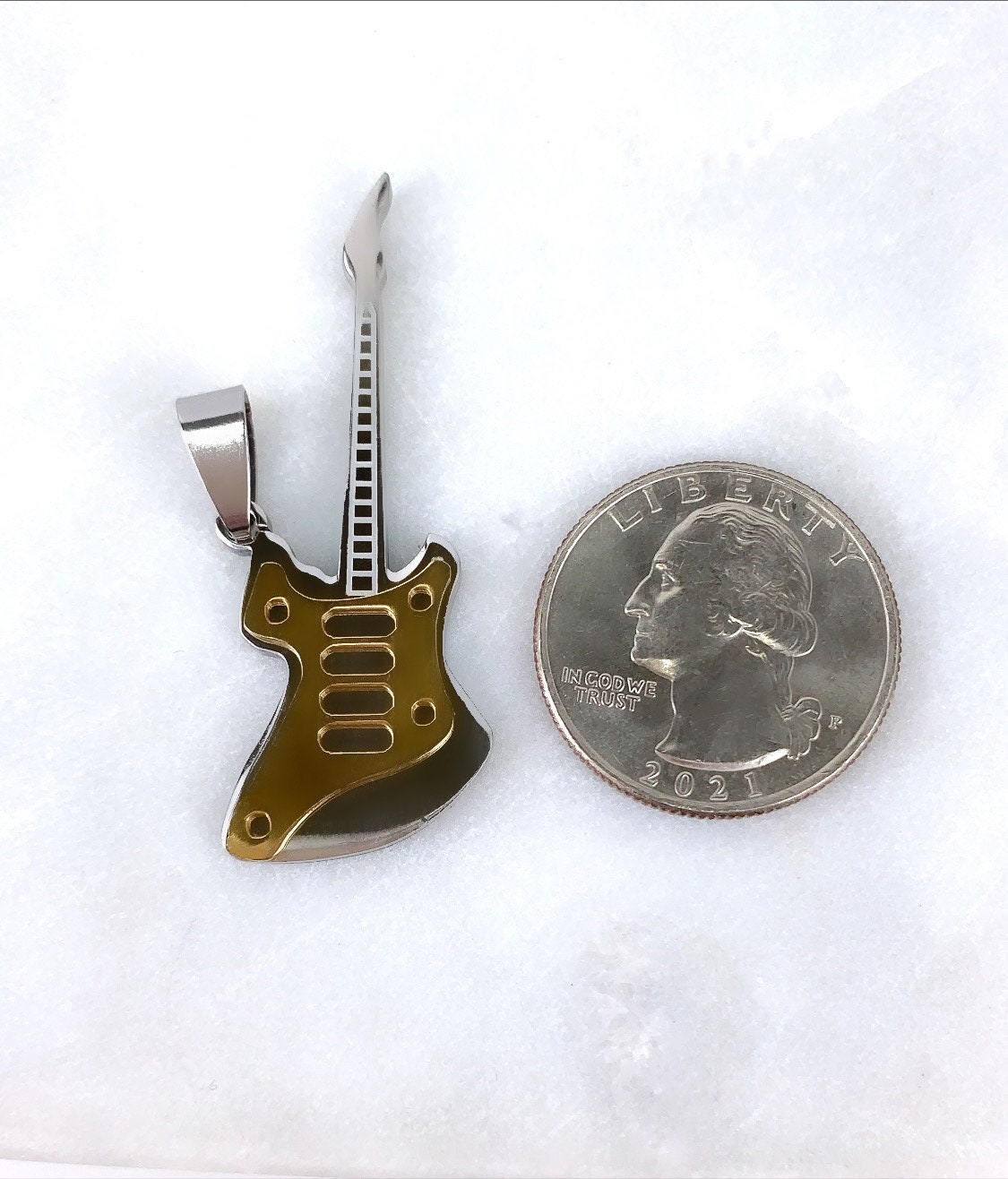 Stainless Steel Guitar Large or Medium  Pendants Wholesale Jewelry Supplies