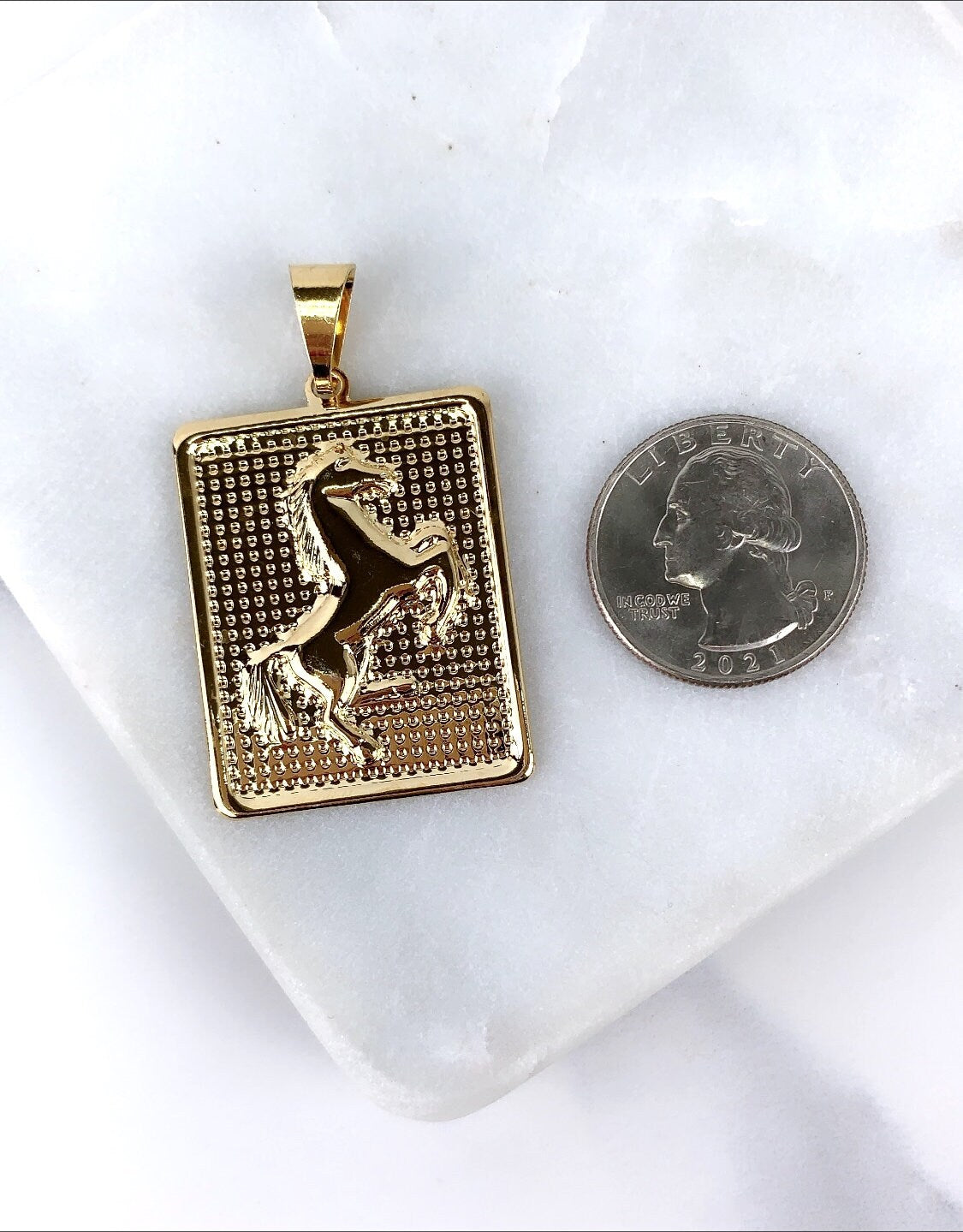 18k Gold Filled Pressed, Coin, Horsehoe, Frame Horse, Horse Head 1.2'' to 1.8'' Pendant Charms Wholesale Jewelry Supplies