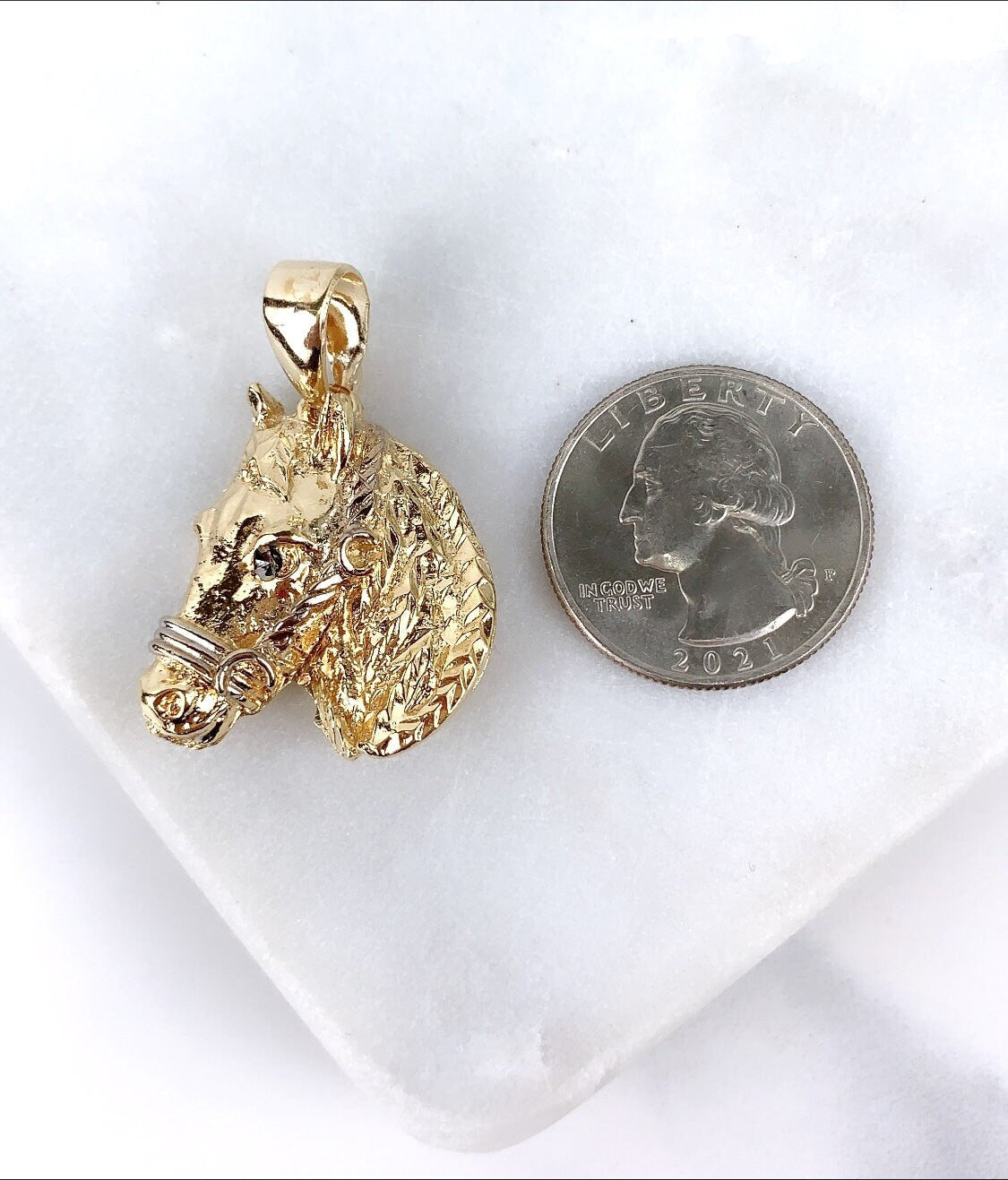 18k Gold Filled Pressed, Coin, Horsehoe, Frame Horse, Horse Head 1.2'' to 1.8'' Pendant Charms Wholesale Jewelry Supplies