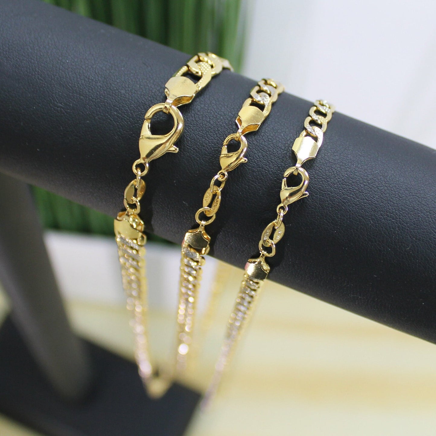 18k Gold Filled Cuban Curb Link, Two Tone Chain, Unisex Necklace, Wholesale Jewelry Making Supplies