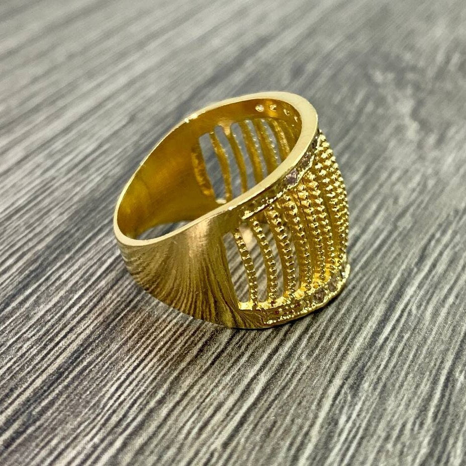 18k Gold Filled Rugged Wires Ring Featuring Micro Pave Cubic Zirconia Details Wholesale Jewelry Supplies