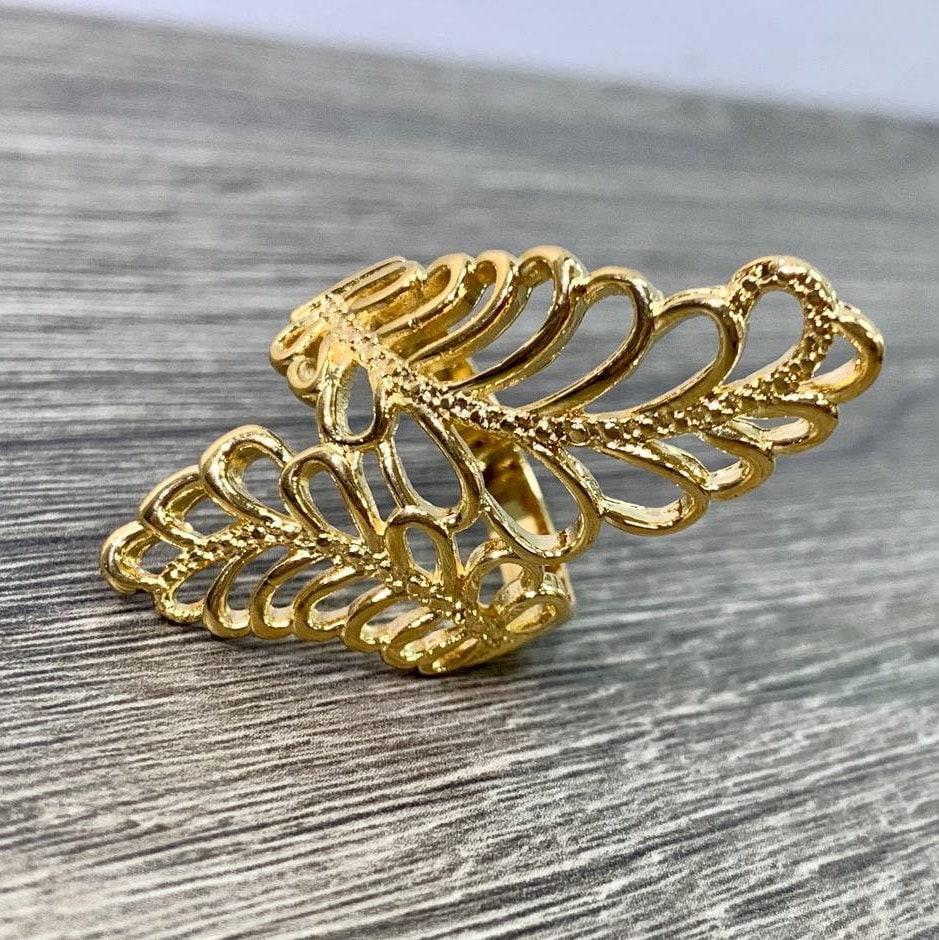 18k Gold Filled Wrap Leaves Design Ring, Nature Bushes Style Wholesale Jewelry Supplies