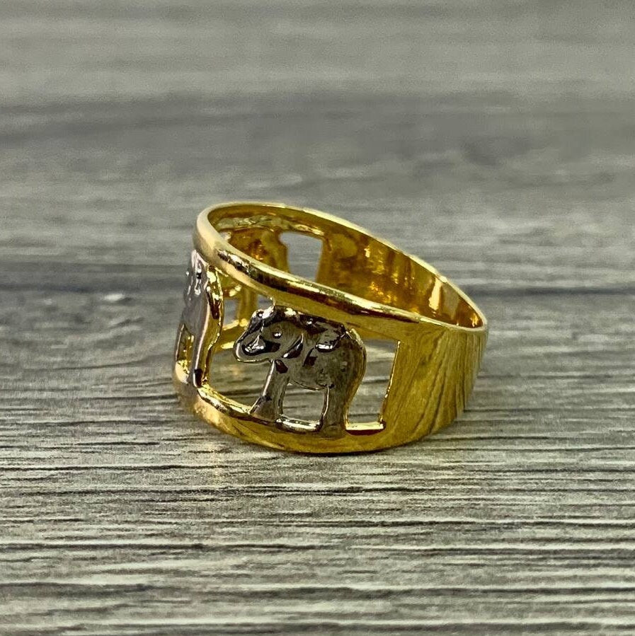 18k Gold Filled Three Tones or Silver Elephant Design Ring Wholesale Jewelry Supplies