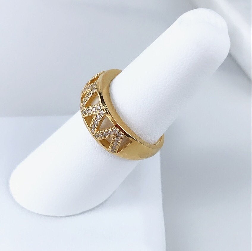 18k Gold Filled Zig Zag Cubic Zirconia Band Ring Wholesale Jewelry Supplies