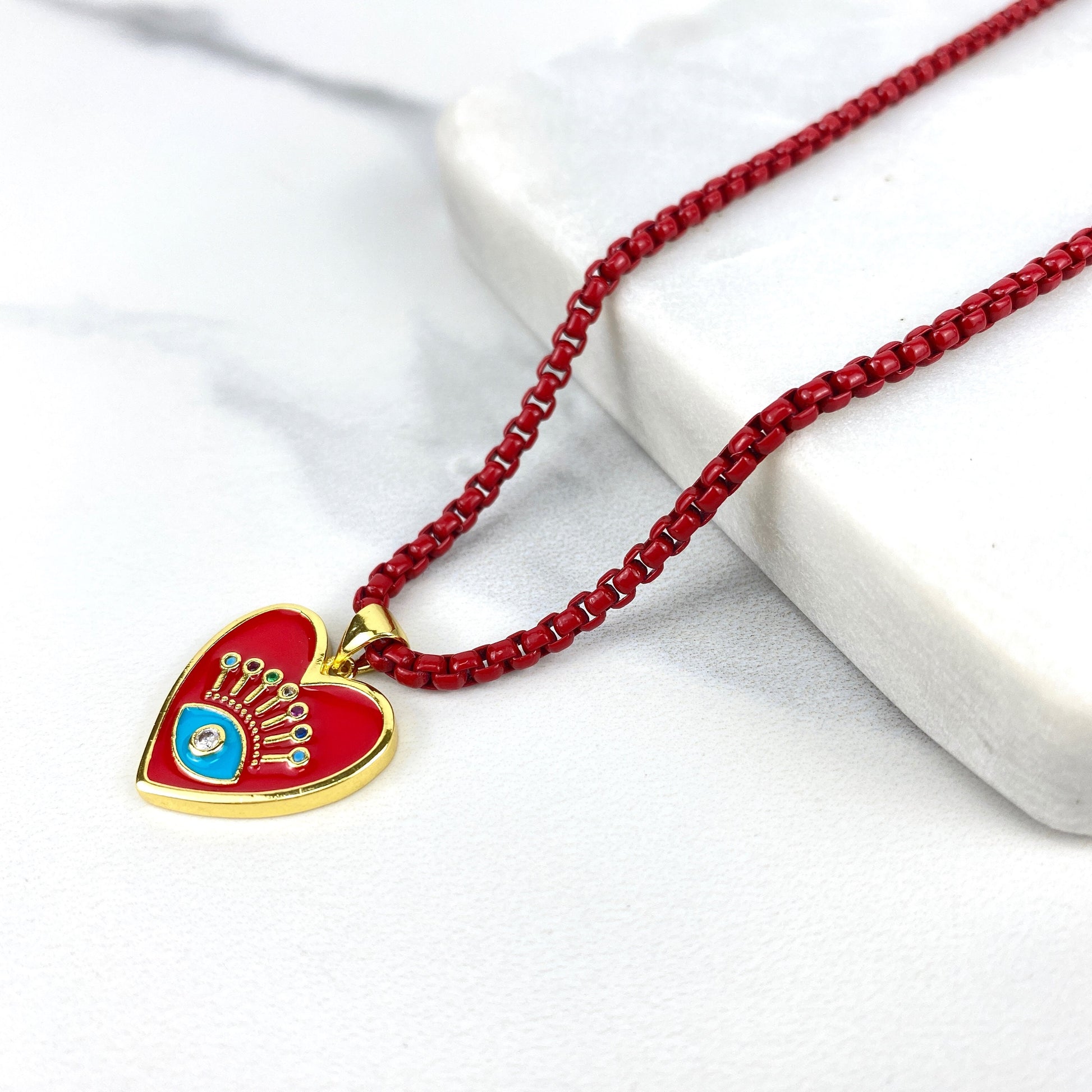 18k Gold Filled 3mm Colorful Enamel Box Chain Multicolor Necklace For Jewelry Making Supplies, Craft Jewelry Wholesale