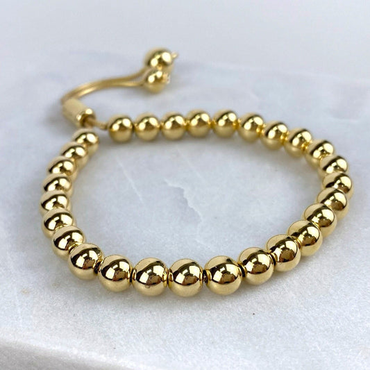 18k Gold Filled 6mm Medium Beaded Bracelet Available in Gold or Silver Wholesale Jewelry Supplies