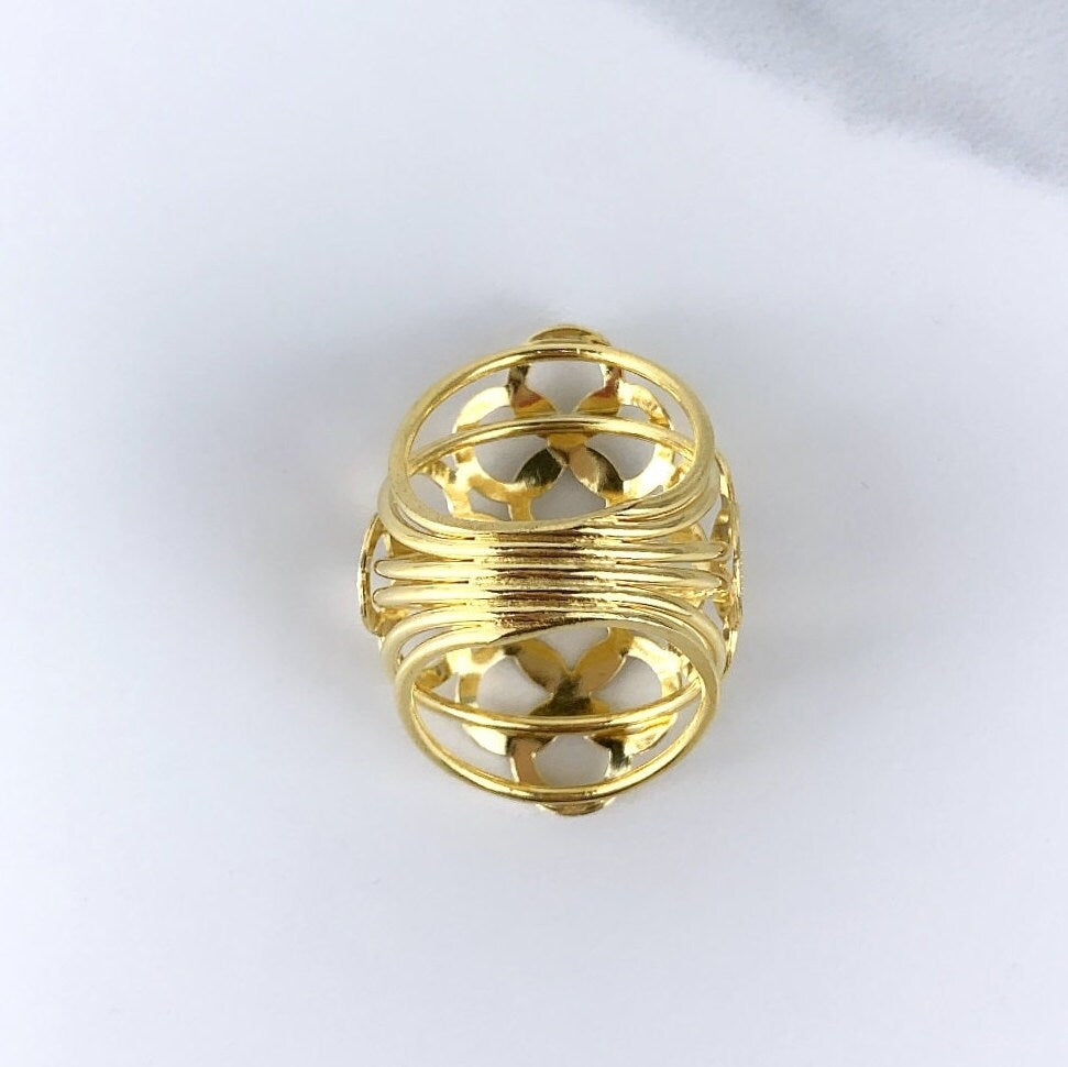 18k Gold Filled and Rhodium Details Circles Designs Ring Wholesale Jewelry Supplies