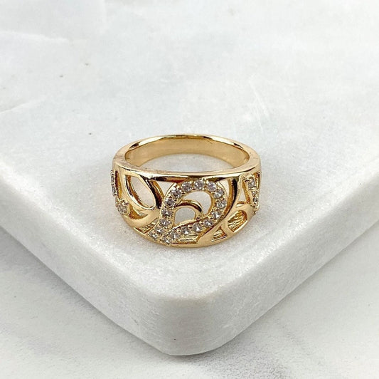 18k Gold Filled Arabesques Ring With Details In Cubic Zirconia Dome Wholesale Jewelry Supplies