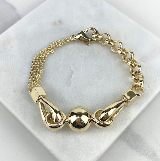 18k Gold Filled Linked Chain Bracelet Featuring Big Ball Design Detail Wholesale Jewelry Making Supplies