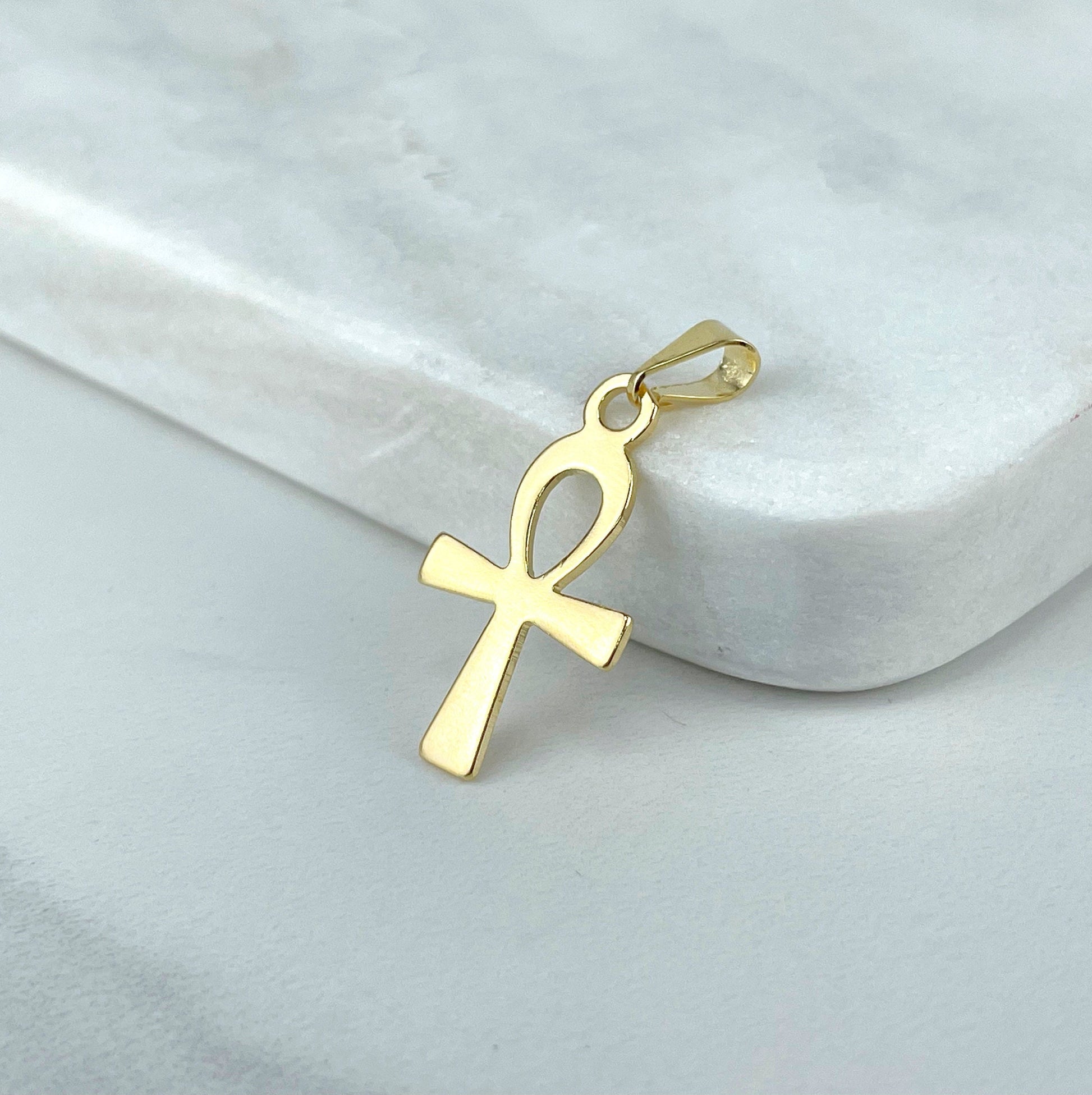 18k Gold Filled Ankh, Crucifix or Cubic Zirconia Cross Charms Pendant, Wholesale Jewelry Making Supplies