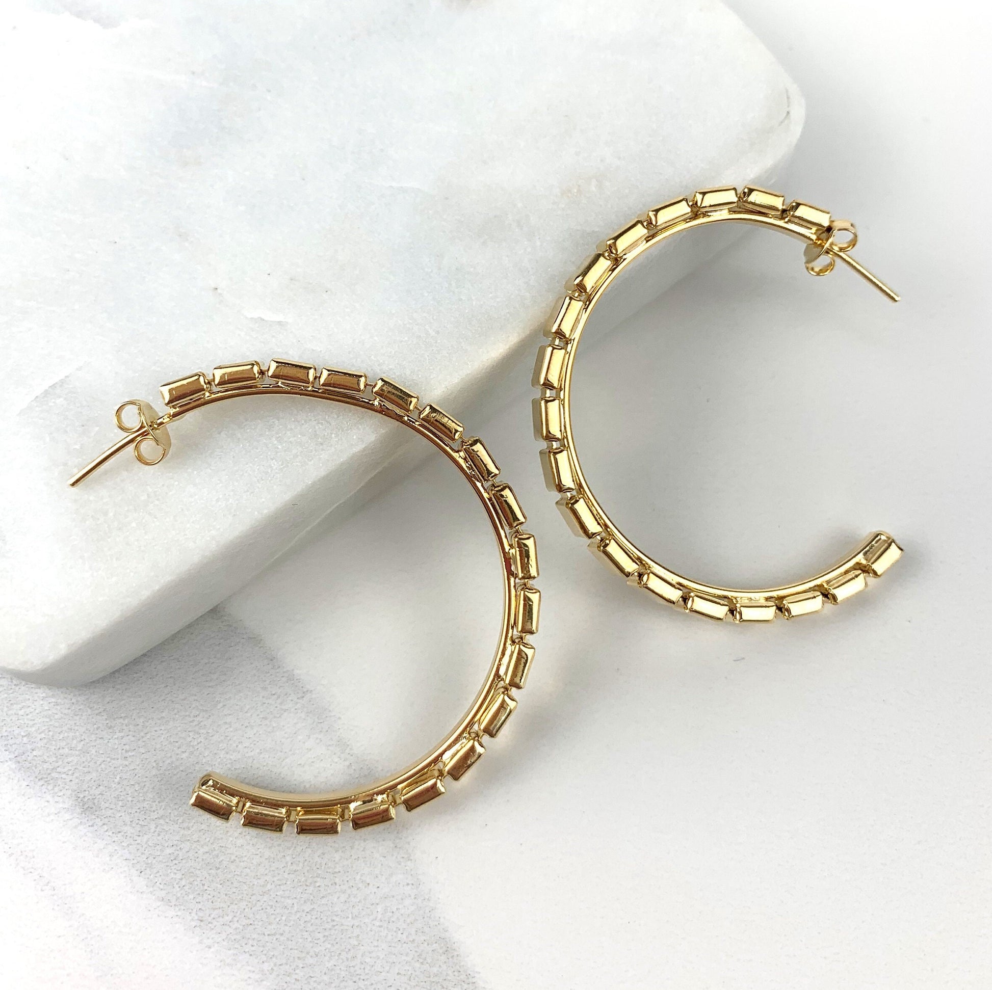 18k Gold Filled 3mm Squares Design for Hoop Earrings, C-Hoop, Wholesale Jewelry Making Supplies