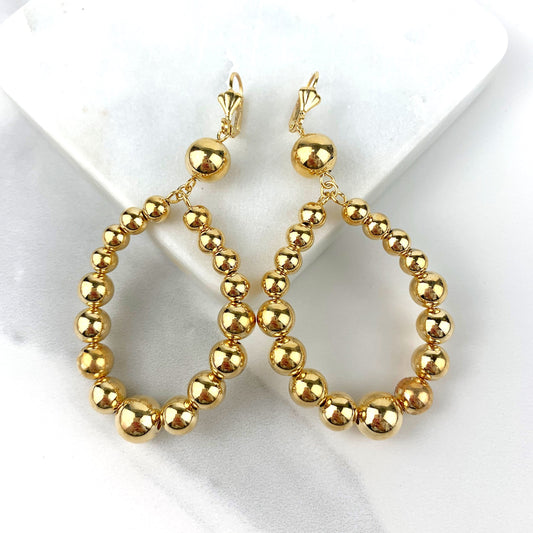18k Gold Filled Beaded Hoop Earrings Featuring Lever Back Closure For Dangle Look Wholesale Jewelry Supplies