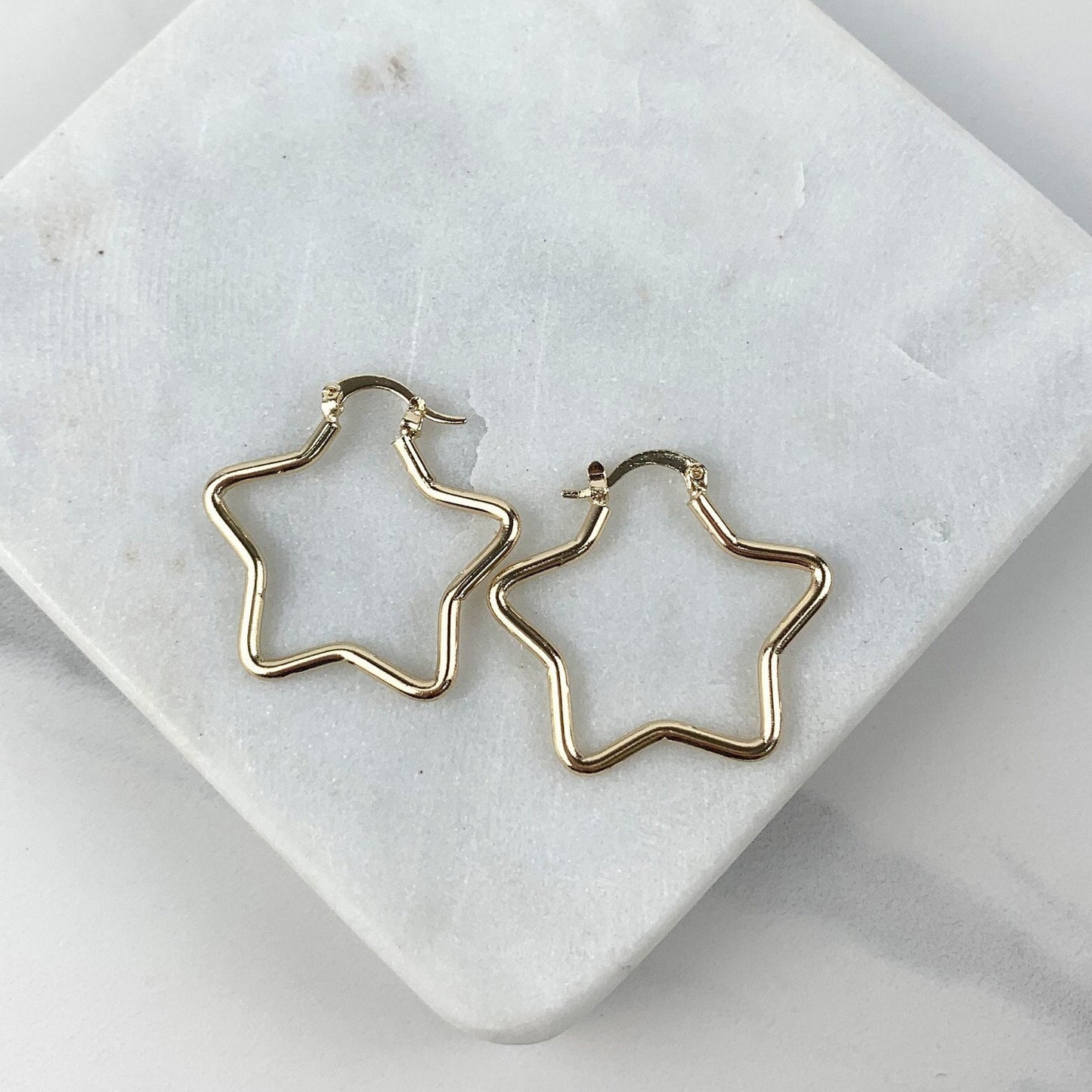 18k Gold Filled 33mm Star Earrings, 2mm Thickness, Wholesale Jewelry Making Supplies