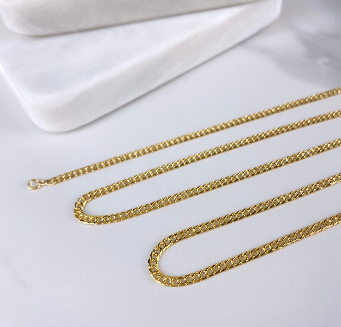 18k Gold Filled 2.2mm Thickness Double Cuban Link Chain, Curb Link Necklace, 20", 22"and 24" Wholesale Jewelry Making Supplies
