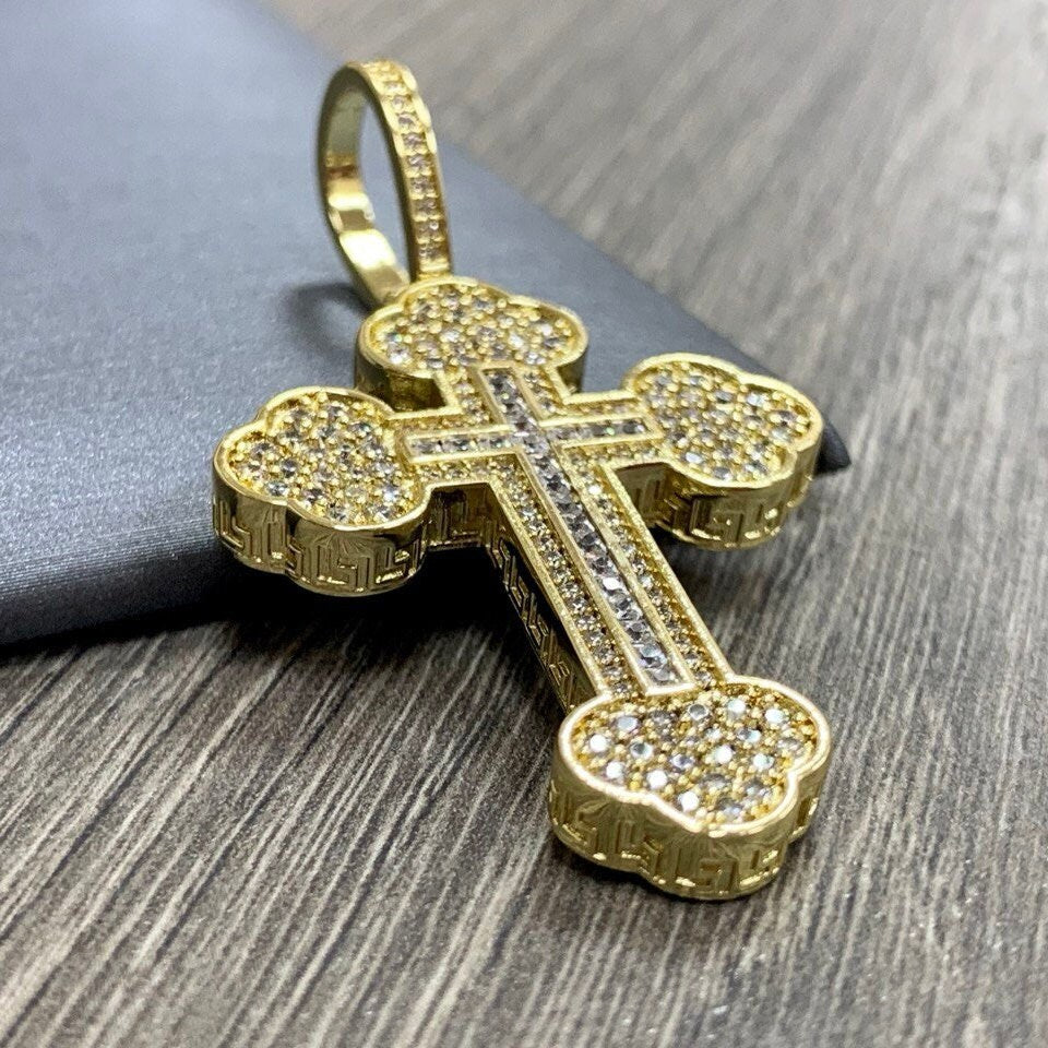 Mens large gold cross on sale pendant