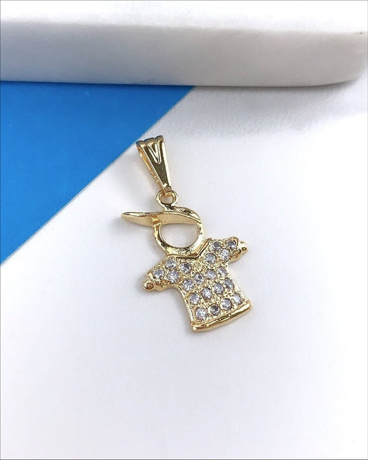 18k Gold Filled Boy with a Cap Charms Pendants Featuring CZ Cubic Zirconia Wholesale Jewelry Making Supplies, Kids Family Jewelry Mother