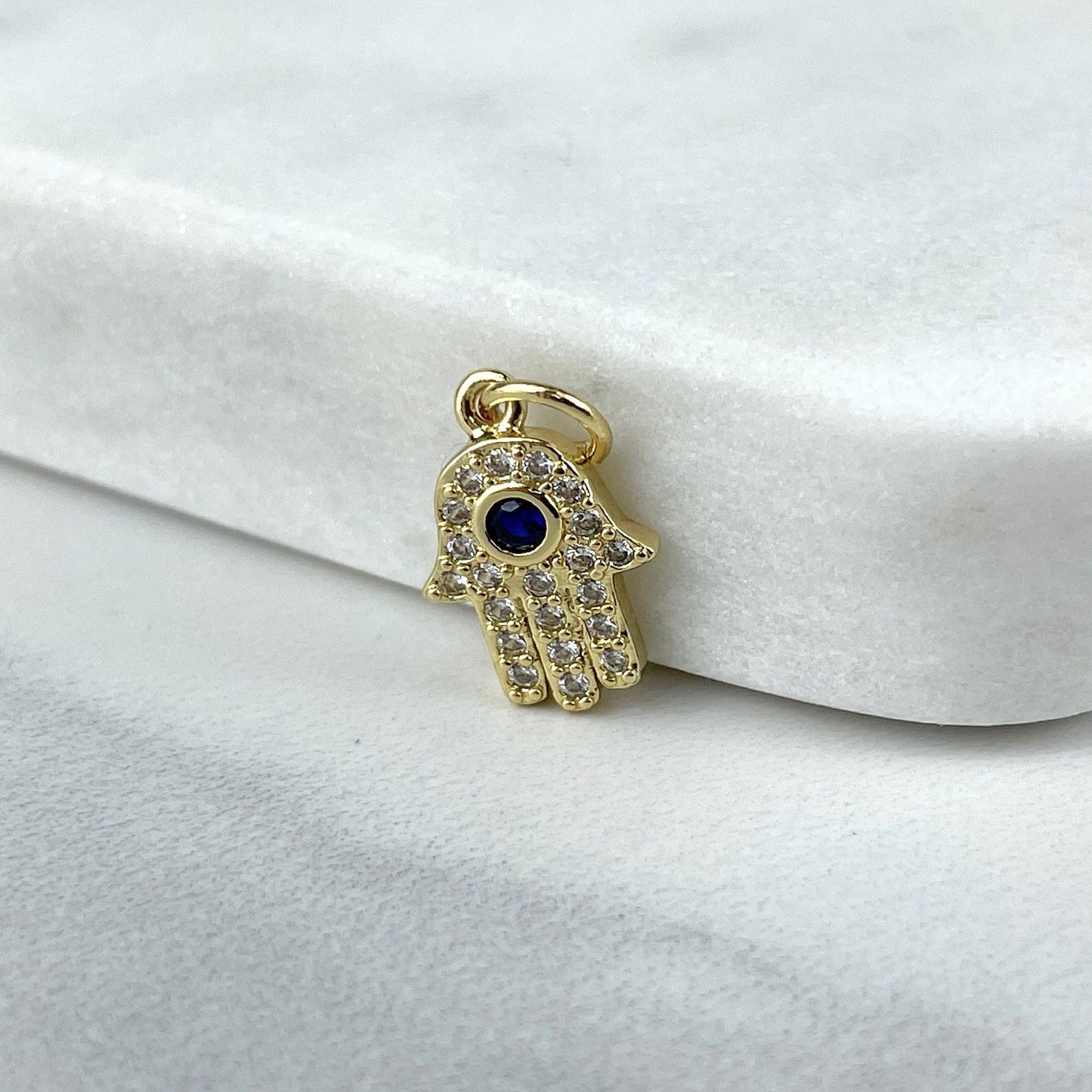 18k Gold Filled Micro Pave Cubic Zirconia Hamsa Hand or Horseshoe Charms Wholesale Jewelry Making Supplies